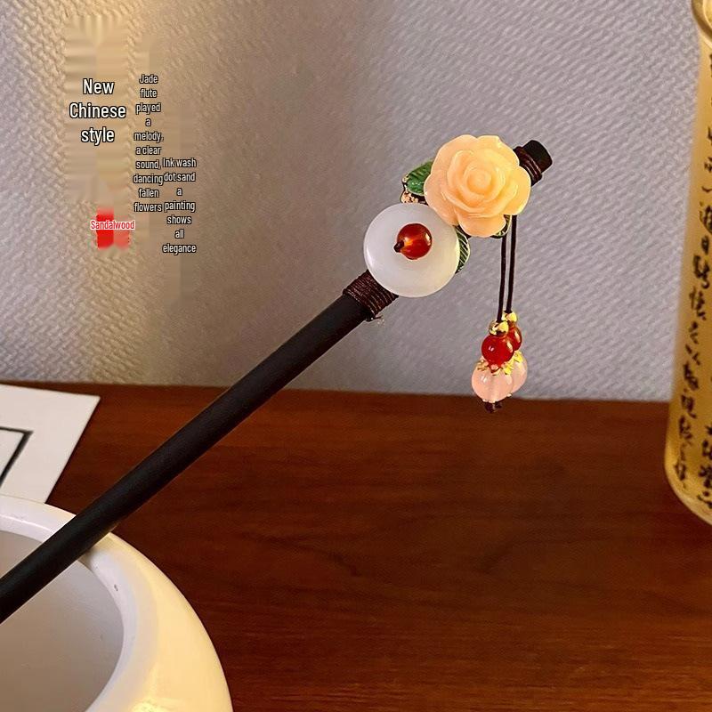 

Традиционная китайская красная заколка для волос с кисточкой в виде цветка для ханьфу и ципао