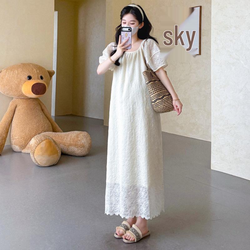 French Embroidery Maternity Summer Dress M