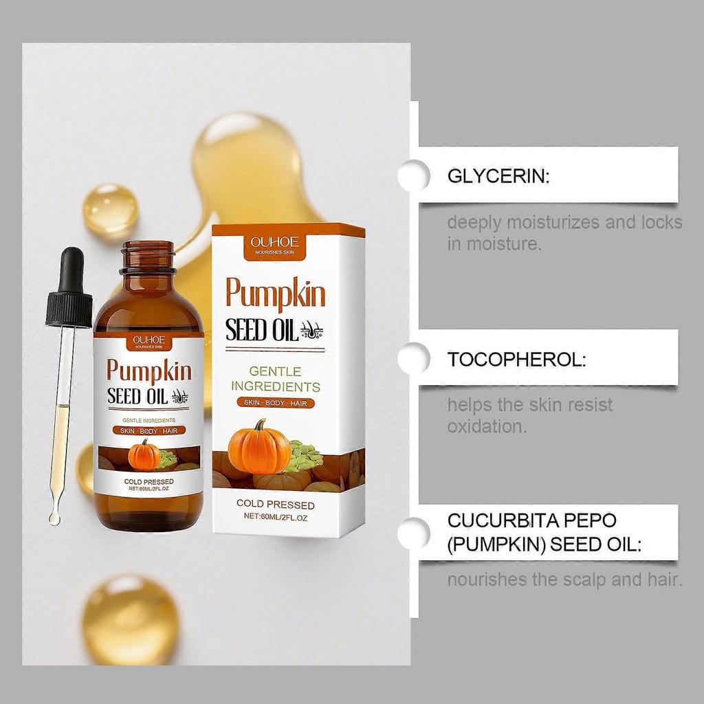 OUHOE Pumpkin Seed Hair Essential Oil Softens And Nourishes Hair, Refreshes And Cares For The Scalp, And Moisturizes And Hydrates Hair Strands