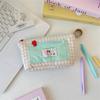 Cute Contrast Color Plaid Dopamine Large Capacity Pencil Case Storage Bag Student Stationery Supply Pouch Girl Cosmetic Bag Gift