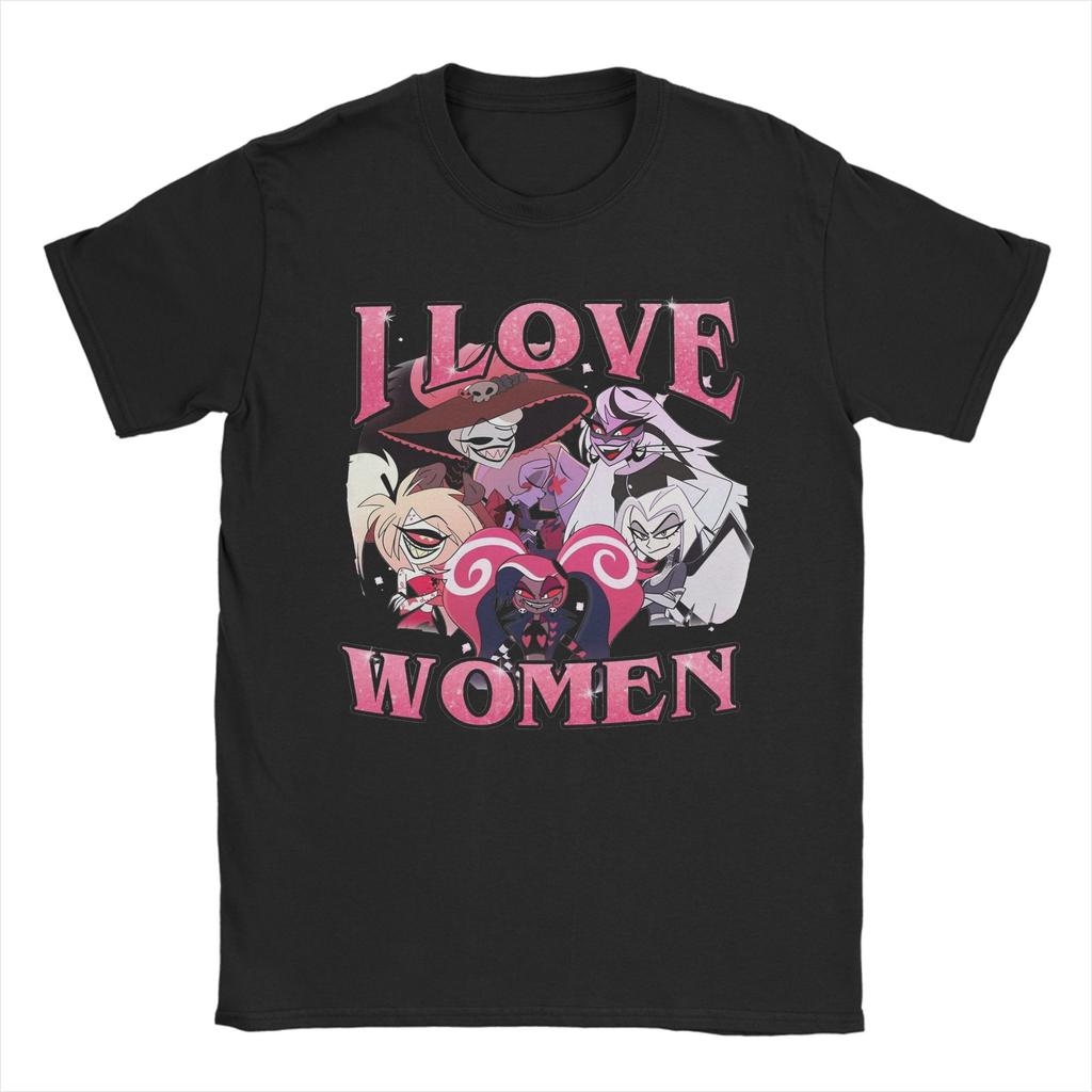 Men's Hazbins Hotels I Love Women T Shirts Cotton Clothes Vintage Short Sleeve Crewneck Tees Plus Size T-Shirts