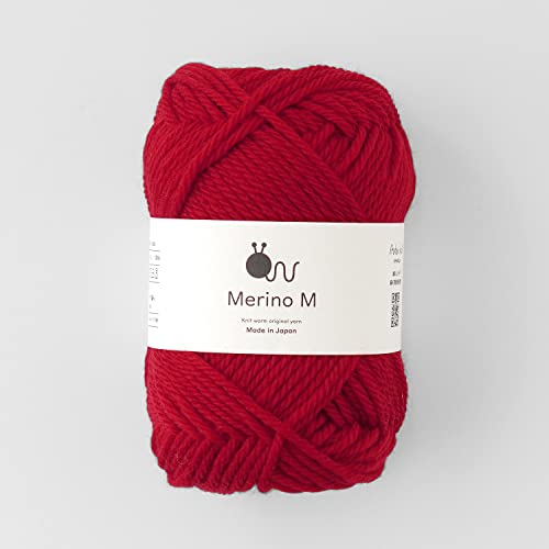 Knitworm Merinogarn, 5 Knäuel, Mittlere Stärke, 40g (Ca.. 80m), Hergestellt in Japan, Rot