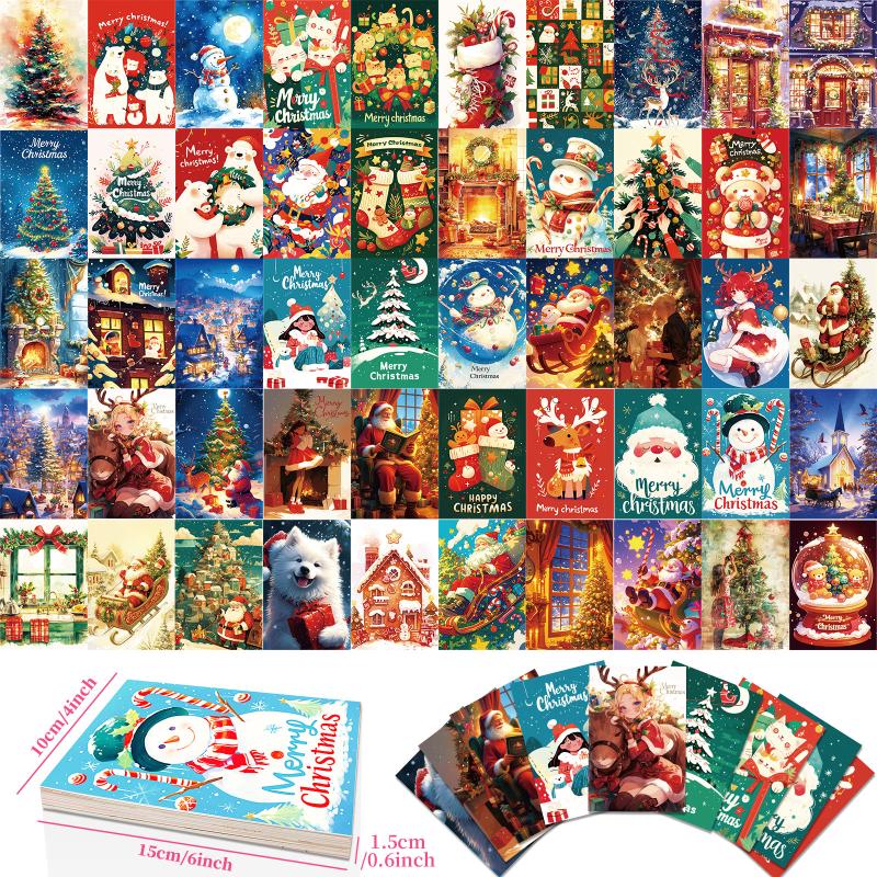 50 Christmas Eve Wall Cards - Diy Bedroom/Living Room Atmosphere Background Decorations Message Cards