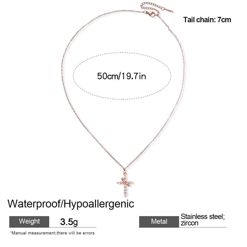 Zirkon Kreuz Edelstahl Choker - Elegante High-End Schlüsselbeinkette