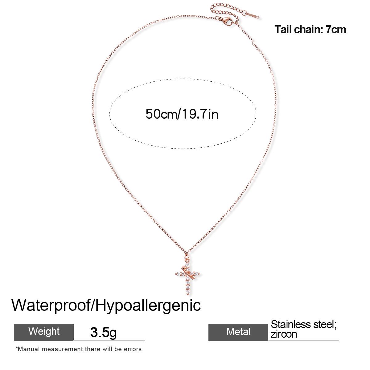 

Zircon Cross Stainless Steel Choker - Elegant High-End Clavicle Necklace