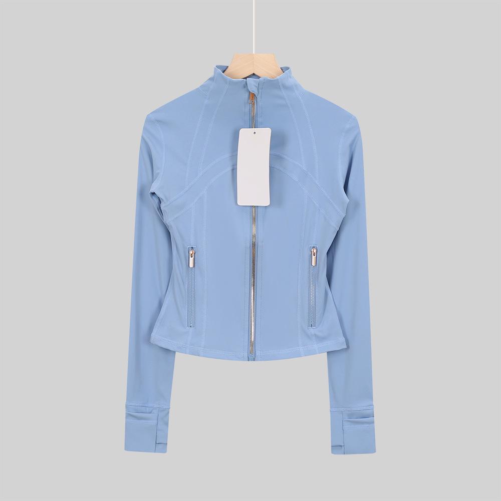 LULULACIE Women's Gold Zipper Stand-up Collar Slim Fit Sports Jacket