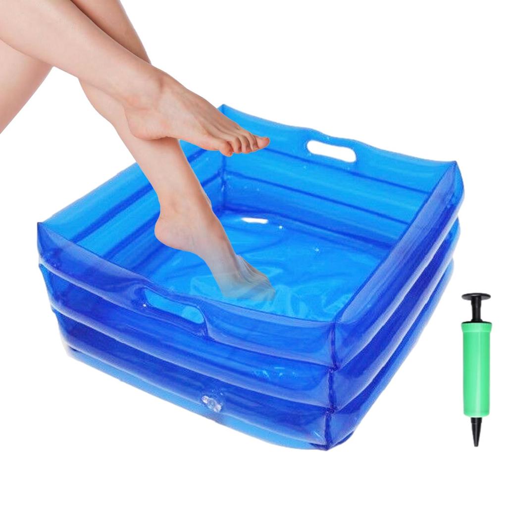 Portable Swimming Pool Footbath Bath Inflatable Multifunctional Foot Wash Basin Beach Camping Home Blue Foot Bath