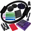 Fünfzehnteiliges Fitness-Set: Latex-Widerstandsbänder, Kühlhandtuch, Gleitscheiben, 3m Springseil, Pilates-Ring.