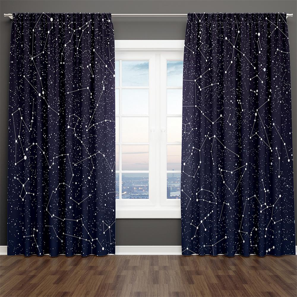 3D-Druck Modern Lila und Blau Milchstraße Sternennacht 2 Stück Verdunkelungs-Fenstervorhang Für Wohnzimmer Schlafzimmer Dekor Stangentasche