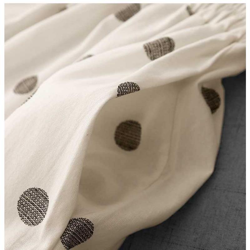 2025 Summer Black and White Polka Dot Tight Waist Casual Versatile Literary Vintage Half-body Skirt