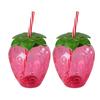 Pineapple Plastic Cup with Lid & Straw 500ml Strawberry Iced Coffee Wine Tea Mug Fruit Shaped Tumbler for Party Wedding Birthday