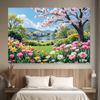 2D Blooming Spring Garden Backdrop Photography Background Banner