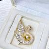 New Natural White Pearl Swan Brooch Fashion Sweater Jewelry for Women