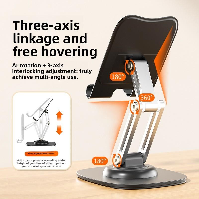Metal Dualaxis Rotating Phone Tablet Stand With Folding Design For Lazy Viewing Comfort
