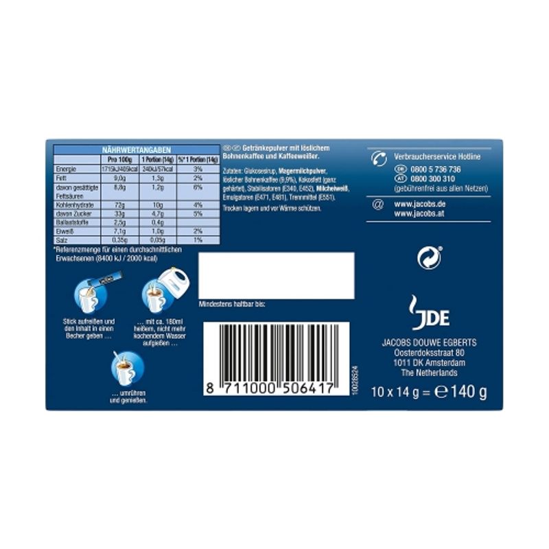 Jacobs 2-in-1 Classic Coffee Mix 10 Packs 140g