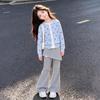 Moonkids Girls' 2026 Autumn Knitted Sweater and Flare Pants Set