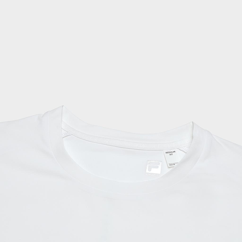 FILA Fitness Series Sun Protection Basic Fitness Printed Knit Round Neck Short Sleeve T-Shirt Men Tops Starlight-White A11M421118FWT
