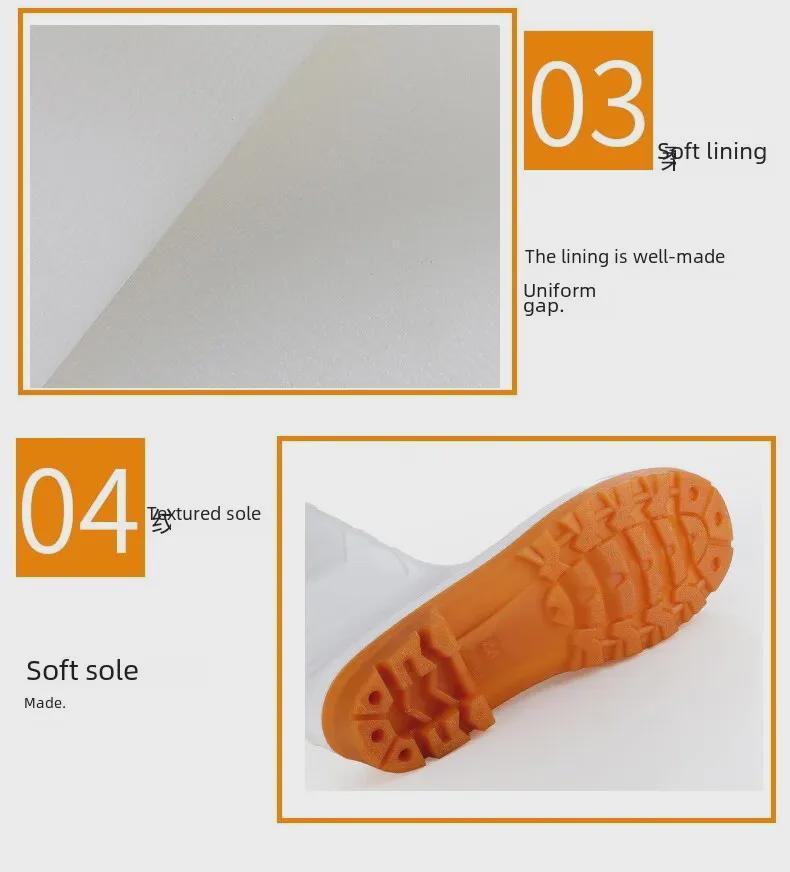 Tendon Sole Unisex White Waterproof Non-Slip Rubber Hygiene Boots for Medium and High Food Safety and Farm Work.