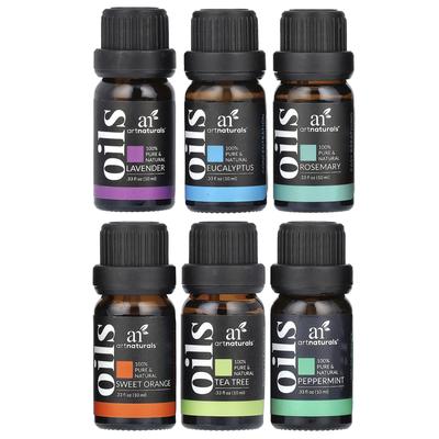 Artnaturals, Lot de 6 huiles essentielles populaires, Lot de 6, 10 ml (0,33 once liquide) chaque.