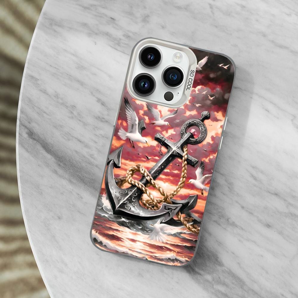 

Ship Wheel Ocean Anchor Phone Case For iPhone 13,15,14,16,12,11,Mini,MAXXS,Pro,SE, White Matte Shockproof Cover iPhone13PROMAX