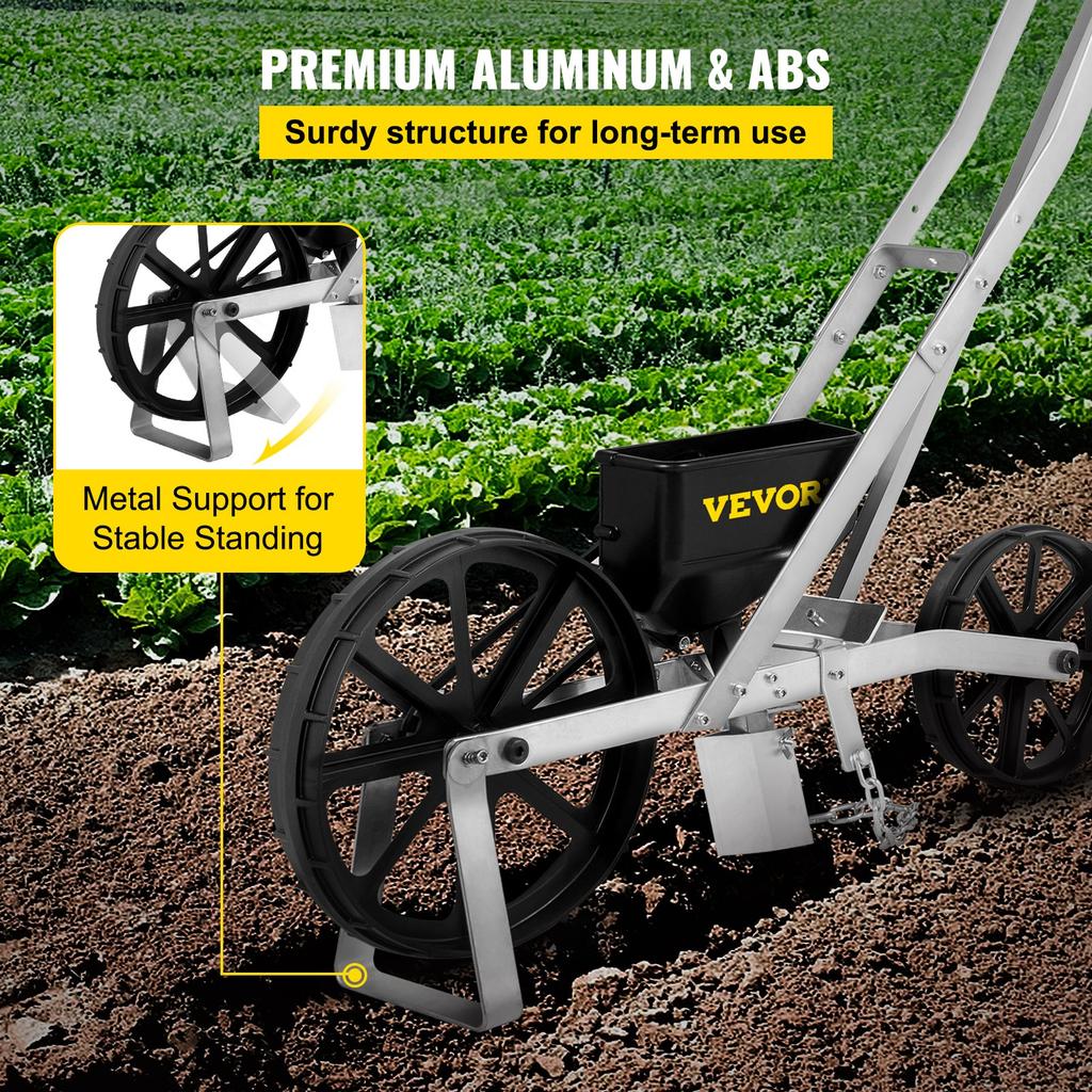 VEVOR Garden Seeder, Metal Precision Garden Push Seeder With 6 Seed Plates, Walk-Behind Row Crop Planter