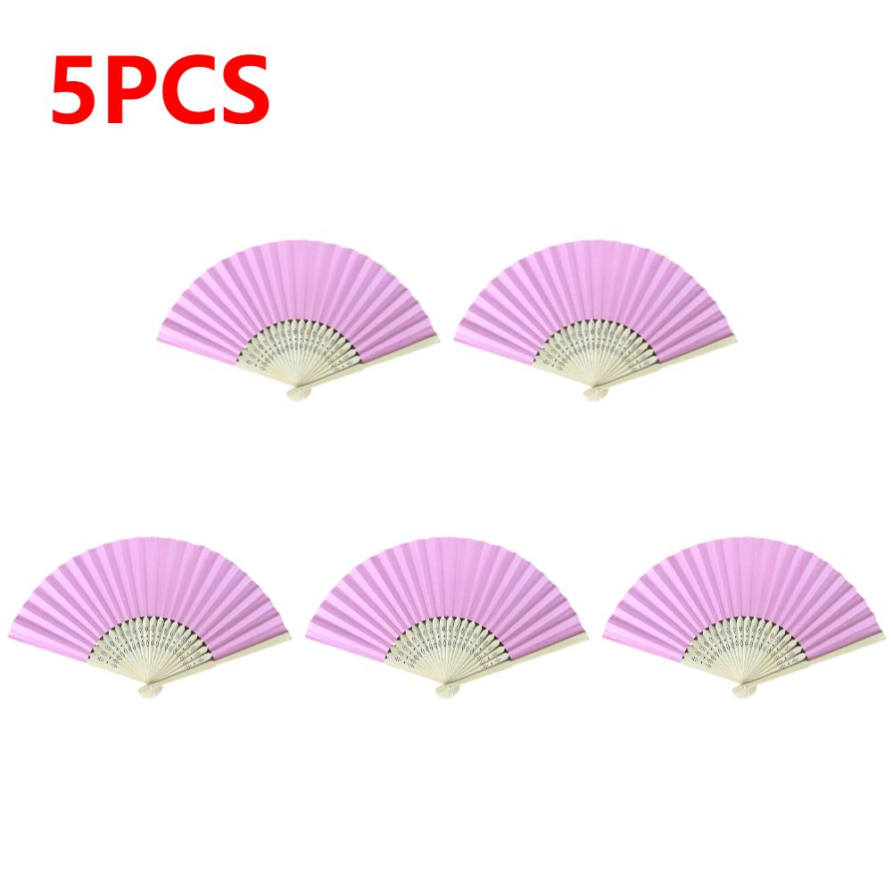 White Purple Foldable Paper Fan Portable Chinese Bamboo Fan Wedding Gifts For Guest Birthday Party Decoration Kids Painting