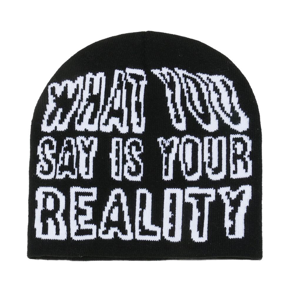 Beanie Caps Cold Hat Children's Personality Trend Hip Hop Pullover Hat Letter Cross Jacquard Knitted Hat Men