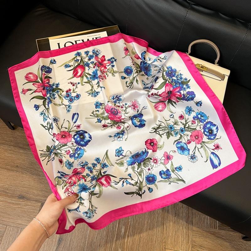 Mother's Day Silk Scarf Muse Festival Gift Simulation Silk Silk Scarf Premium Spring and Summer Square Scarf 71 Silk Decorative Small Scarf