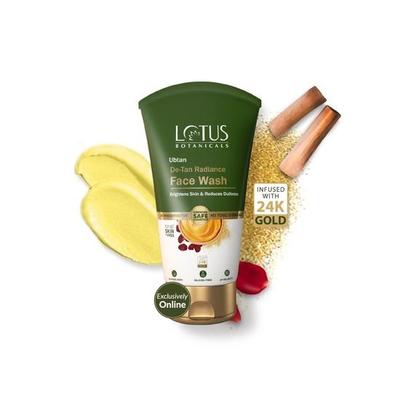 Limpiador Facial Ubtan De-Tan Radiance de Lotus Botanicals | Infusionado con Oro de 24K | Piel Luminosa y Radiante | Elimina el Bronceado | Sin Silicona | 100ml