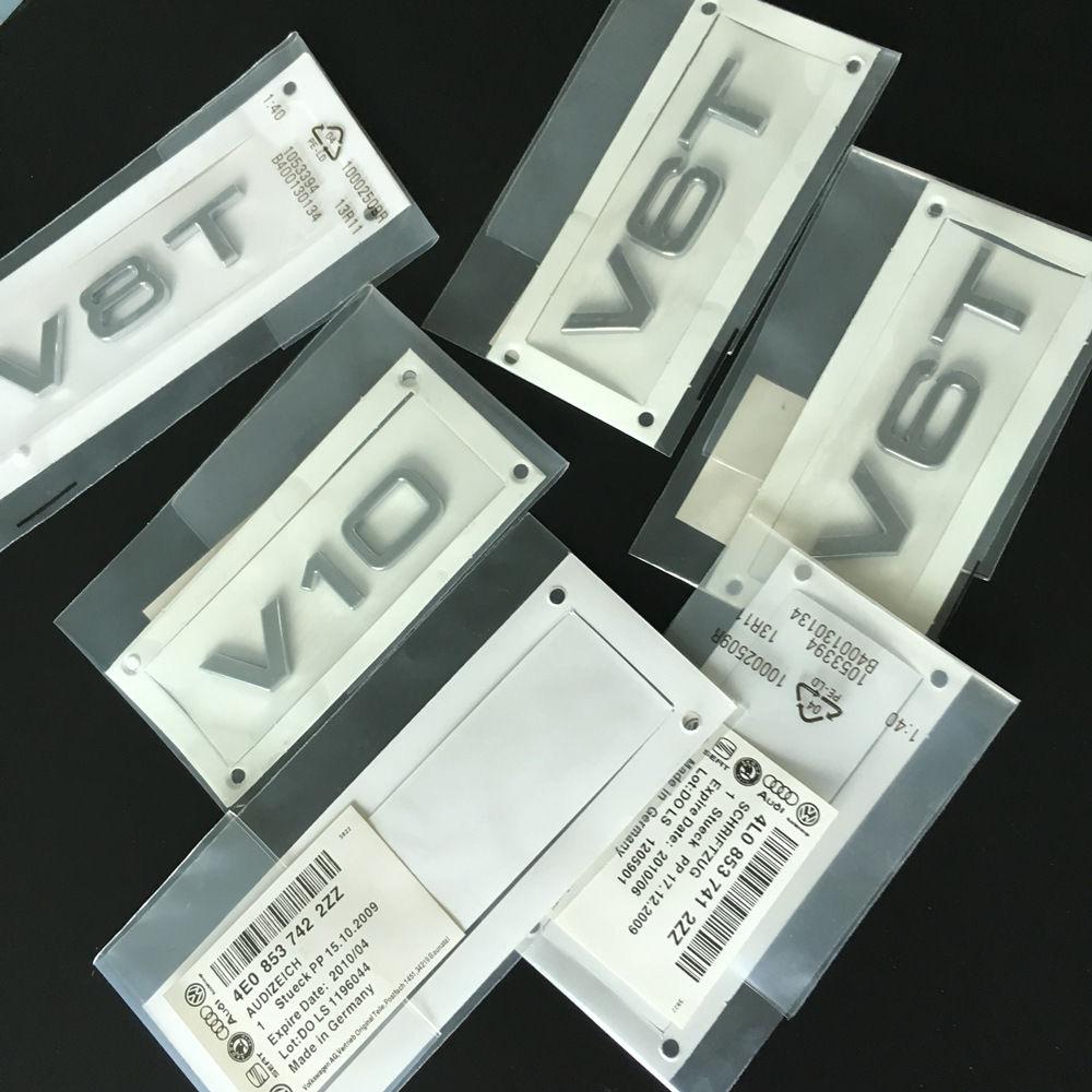 2PCS V6T V8T Emblem ABS 3D badge leaf label V10 V12 side label for A4L A5 A6L A7 Q3 Q6 Q7 car label displacement sticker