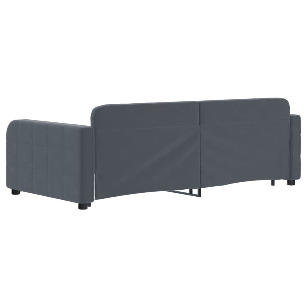 Extendable Daybed Dark Gray 90 x 190 cm Velvet