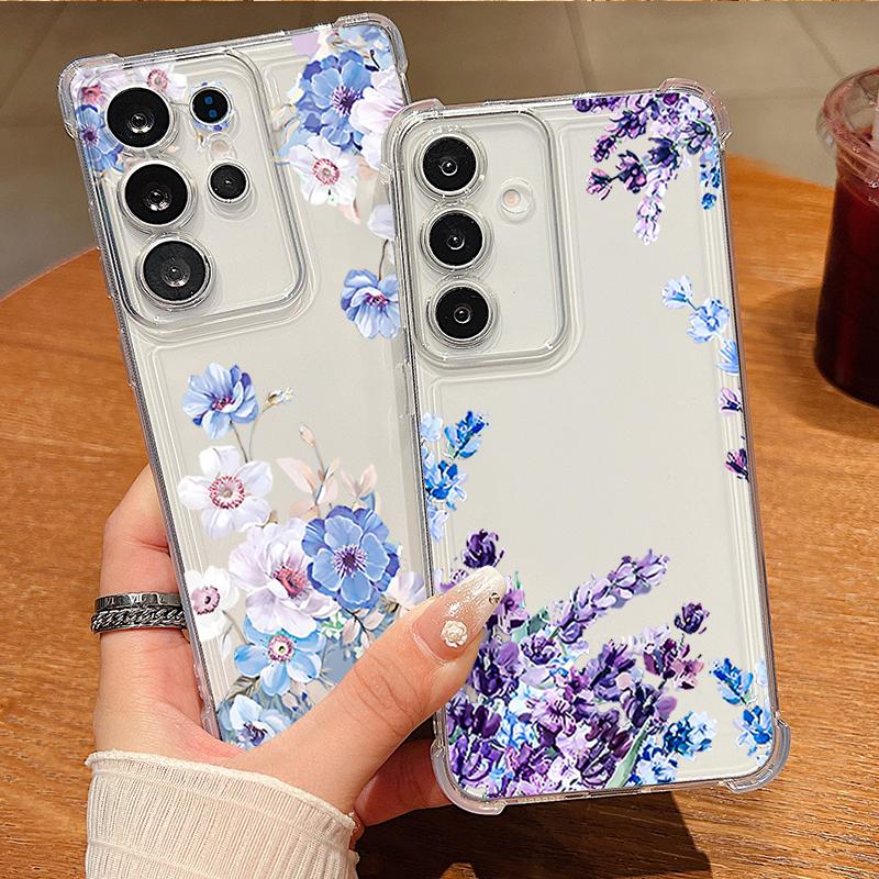 Small Flower Pattern Phone Case For Samsung Galaxy A57 A37 A17 A56 A16 A55 A36 A26 A15 A35 A54 A53 Clear Shockproof Soft Cover