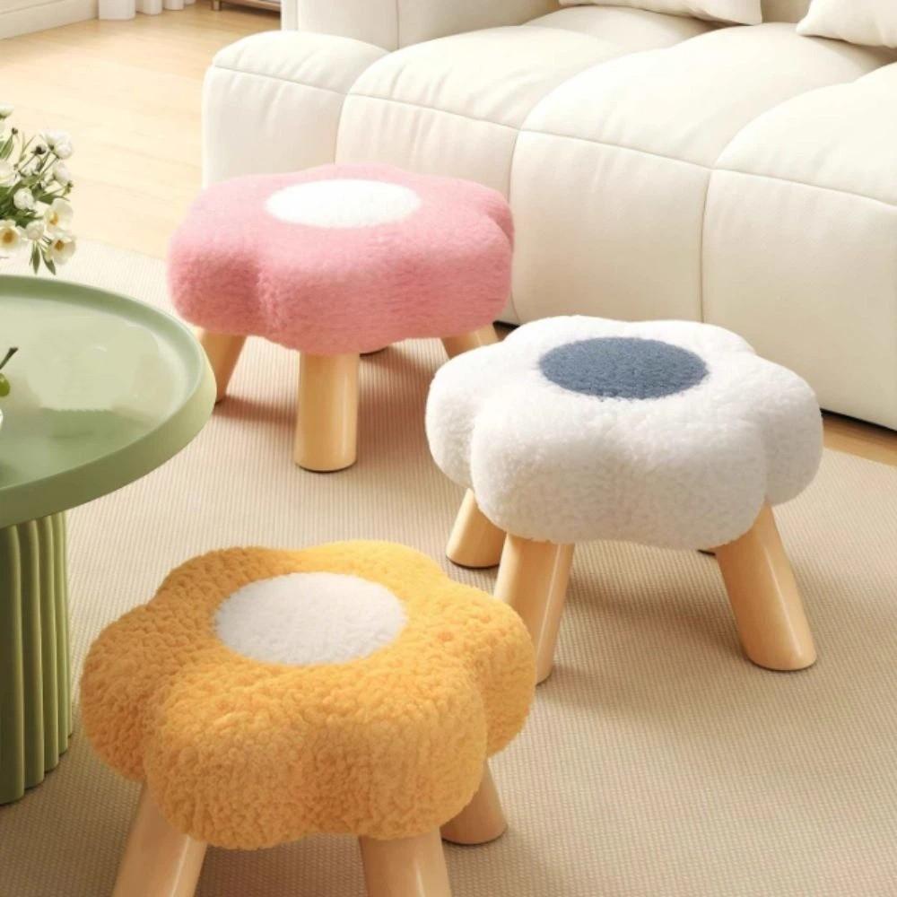 Soft Padded Low Stool Solid Wood Foot Rest Stool Multi Purpose Sofa Bench Sofa Side