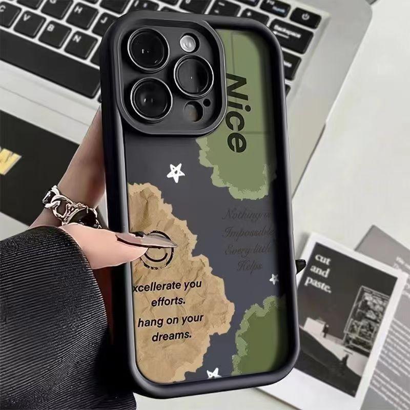 Color-blocked English lettering suitable for Apple iPhone 15, 16, Pro, 17, 14, and 13 models, drop-proof. iPhone 7