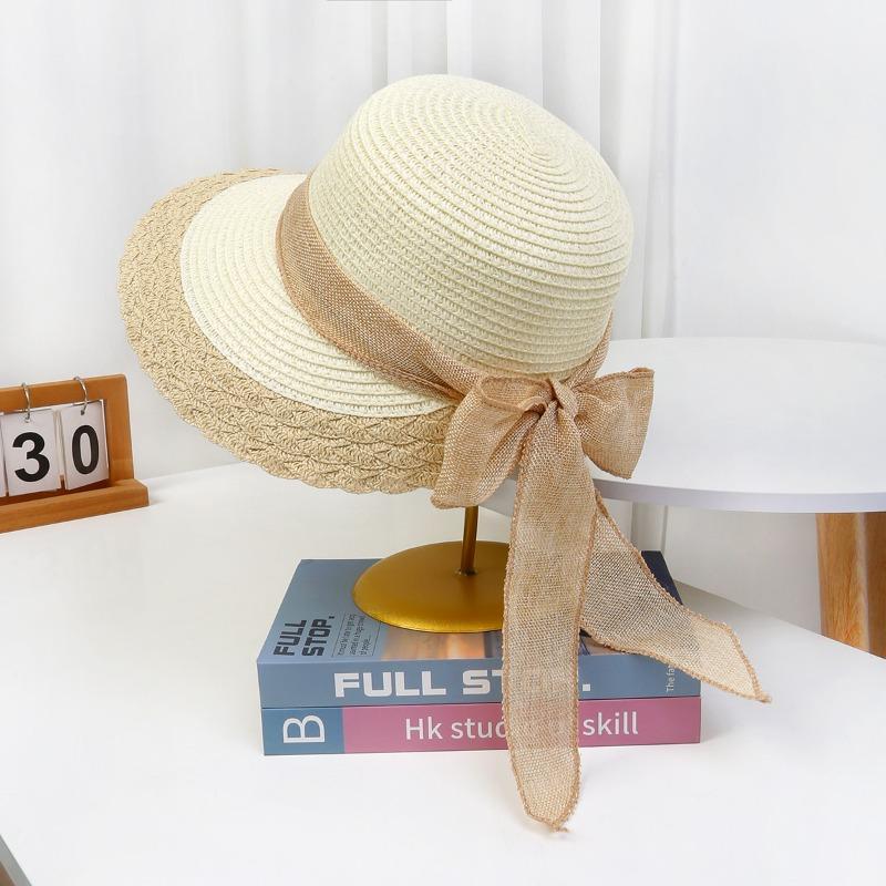 Lace Bow Big Brim Straw Hat Seaside Beach Sunscreen Hat Ladies Pretty Sun Hat