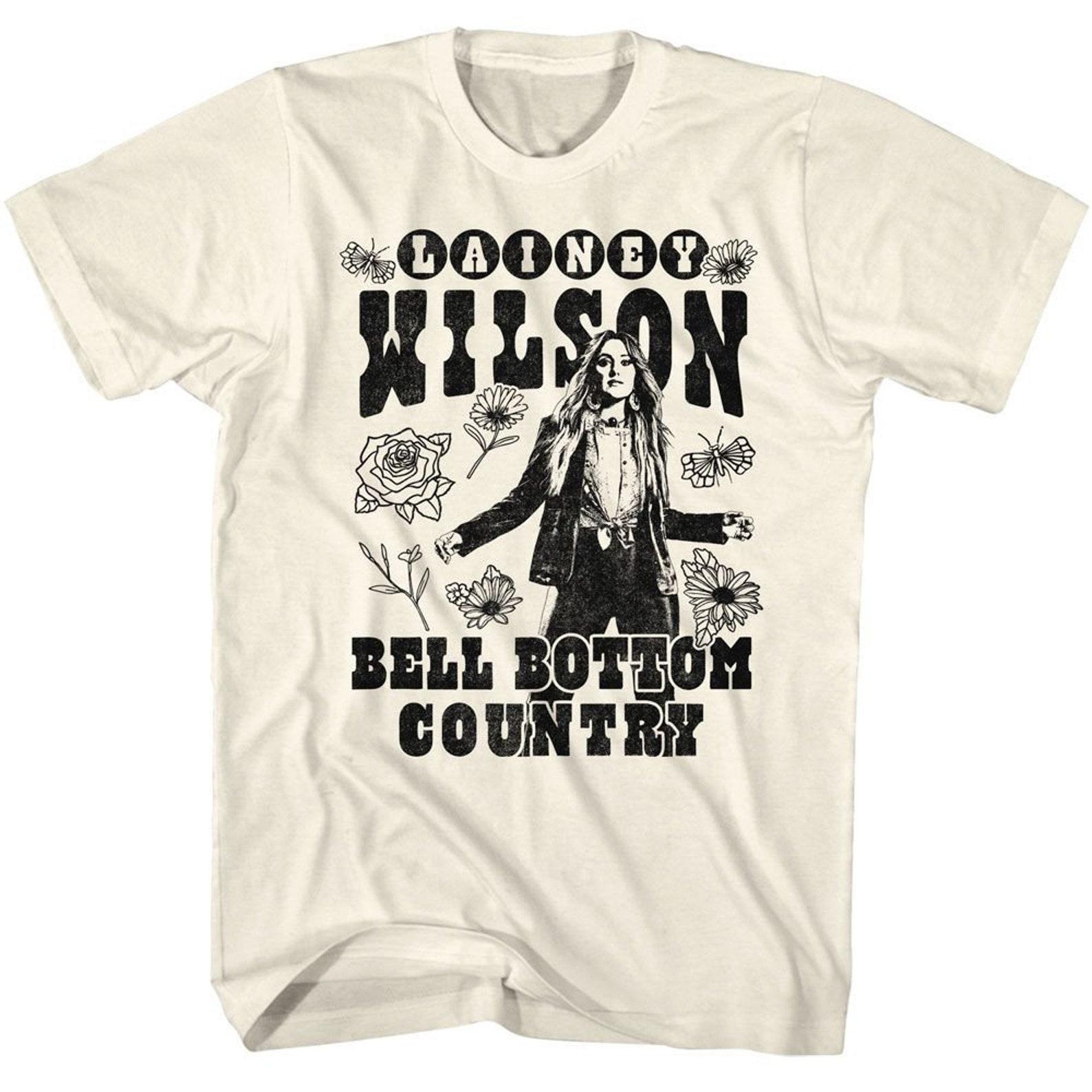 Lainey Wilson BW Floral Bellbottom Natural Adult T-Shirt L