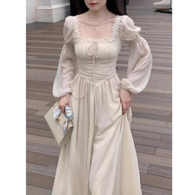 Französische elegante Prinzessin Abendparty Midikleider für Frauen Herbst Schlanke Bandage Langarm Vestidos Koreanische Frühlingskleidung