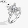 SMJEL Luxury Crystal Anxiety Relief Spinning Fidget Rings for Women Cute Sakura Daisy Rose Flower Rotating Ring Anti Stress Gift