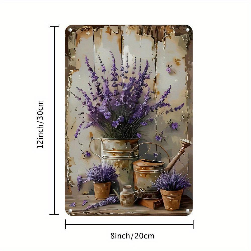 1pc Rustic Lavender Wooden Wall Art Sign - Vintage Garden Theme Decorative Plaque, Weather-Resistant Iron Construction, Easy Install, No Power Needed