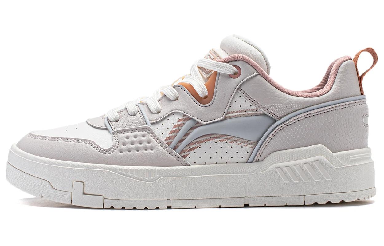 Li Ning Common 80-е Синтетическая кожа Нескользящая Амортизация Низкие Кеды для Скейтборда Женские Серый Белый AGCU008-2 35.5