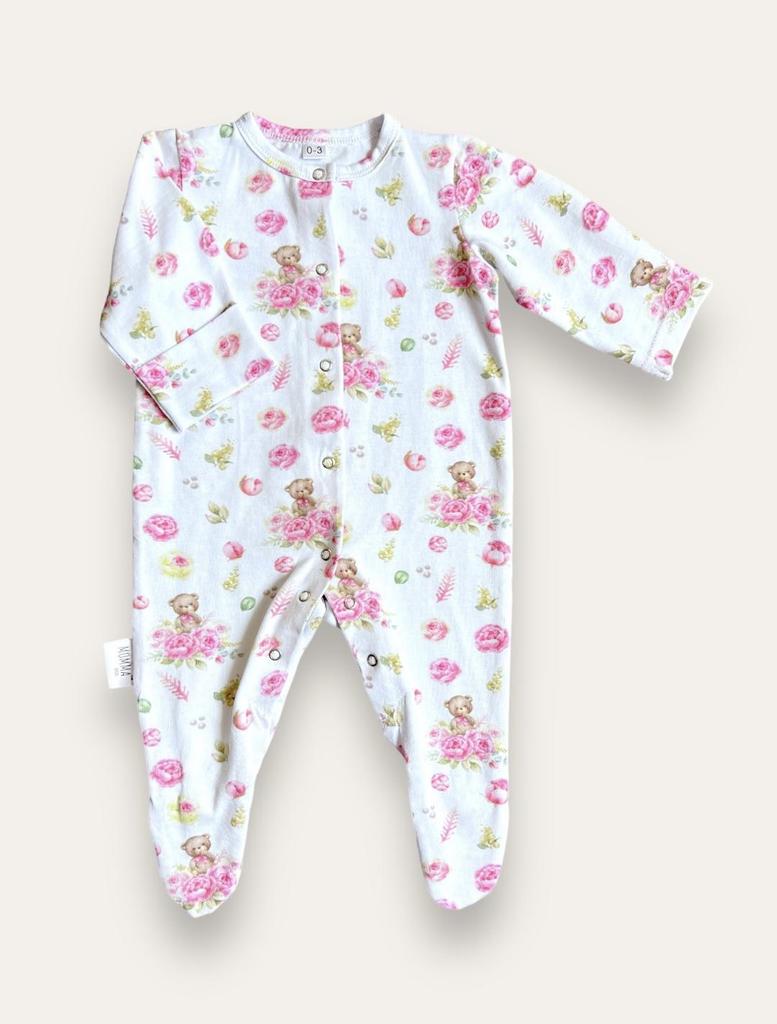 Kombinéza romper s čepičkou “Růžoví medvídci”
