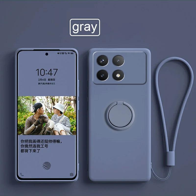 Case For Xiaomi Poco X6 Pro Case Liquid Silicone Ring Stand Shell Coque For POCO X6 Pro Cover Shockproof Redmi K70E Bumper Back Funda