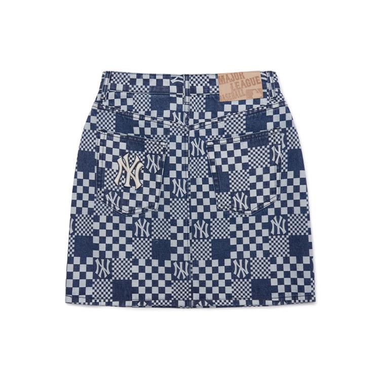 New MLB New York Yankees Denim Short Skirts Women's Blue 3FDSM0223-50BLS