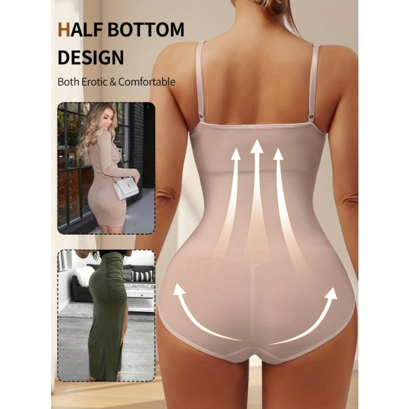 Damen Bequemer Atmungsaktiver Frontknopf-Bodysuit Einfarbige Bauchkontrolle Po-Anhebende Formgebende Jumpsuit