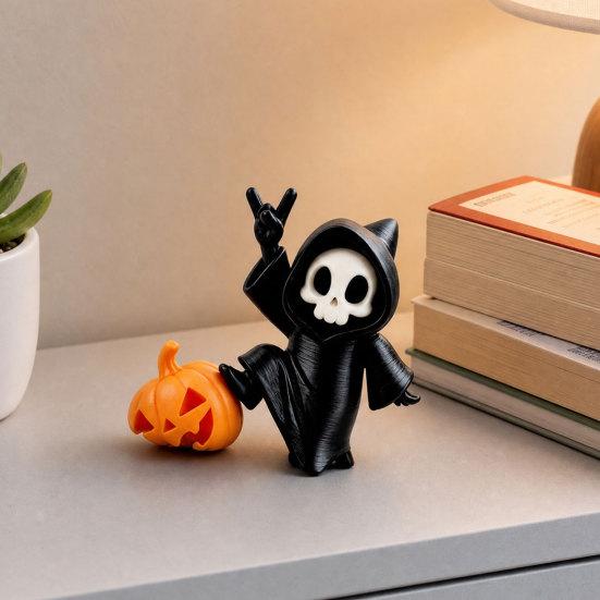 Halloween Ornament, Ghost Pumpkin Matte Texture Figure, 3D Printed Halloween Decoration for Desktop Bedroom Car Display