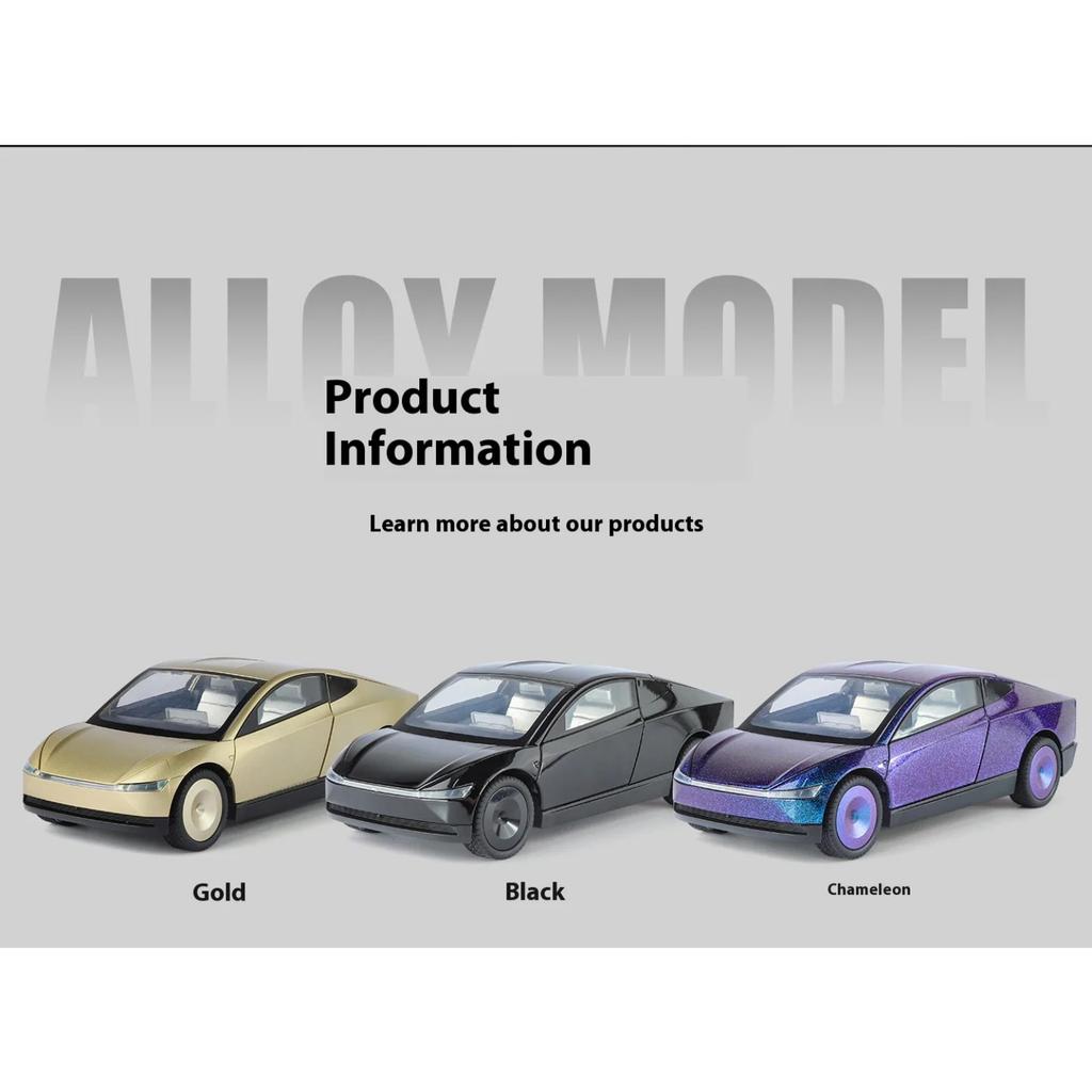 1/24 Cool Tesla Robotaxi Alloy Model, Cool Sound and Light, Exquisite Desktop Ornaments, The Best Collection for Car Model Enthusiasts