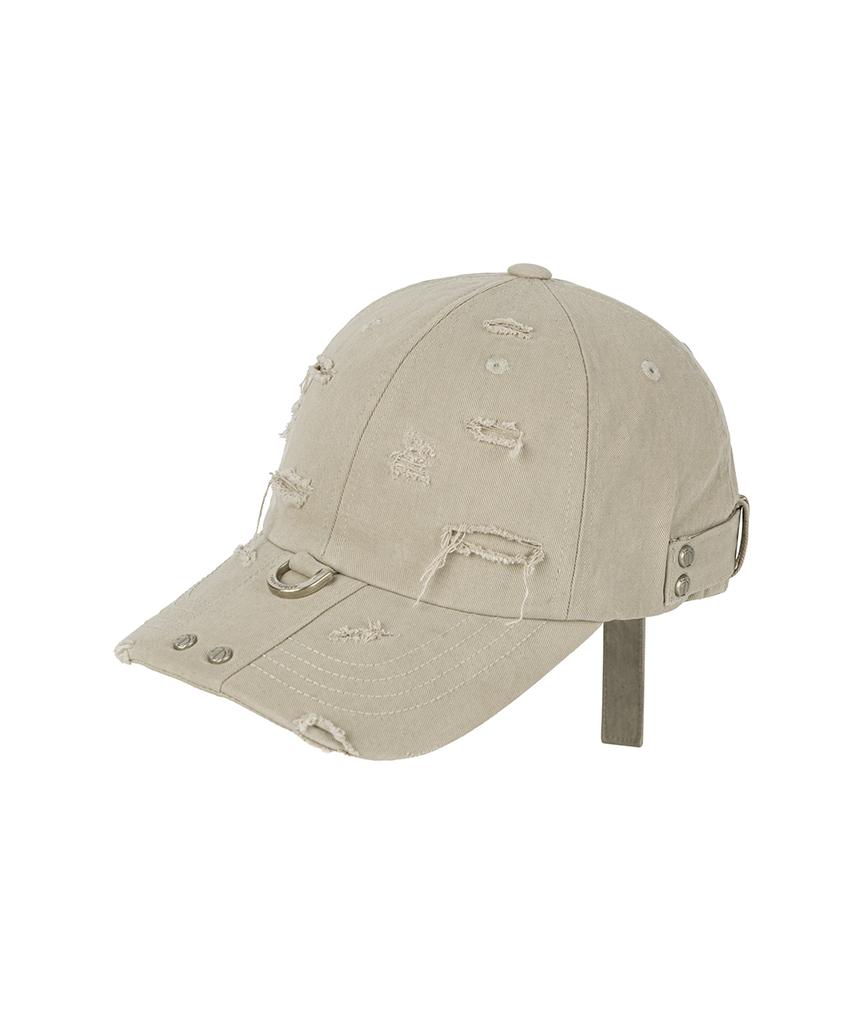 Teulimingbeodeu Destroyed Metal Detail Long Strap Cap [ Beige ]