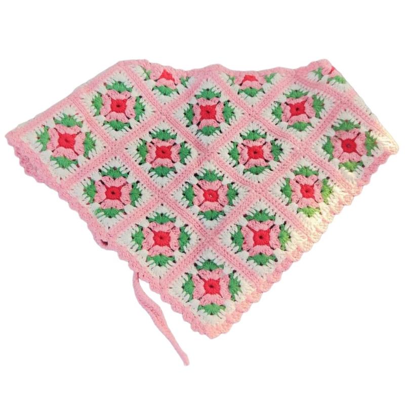 

Милые вязаные косынки для волос с фруктовым узором, милые аксессуары для волос, удобная треугольная повязка на голову для стильных леди