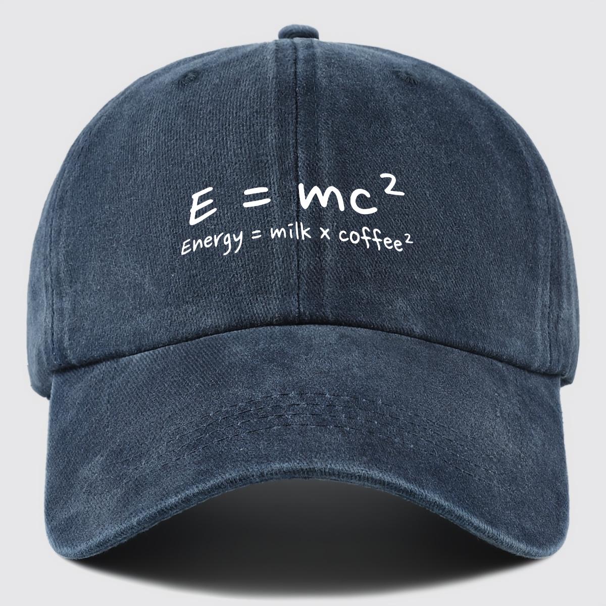 Unisex E=mc²Energy=Milk x Coffee² Printed Baseball Cap Adjustable Trucker Hat темно-синий