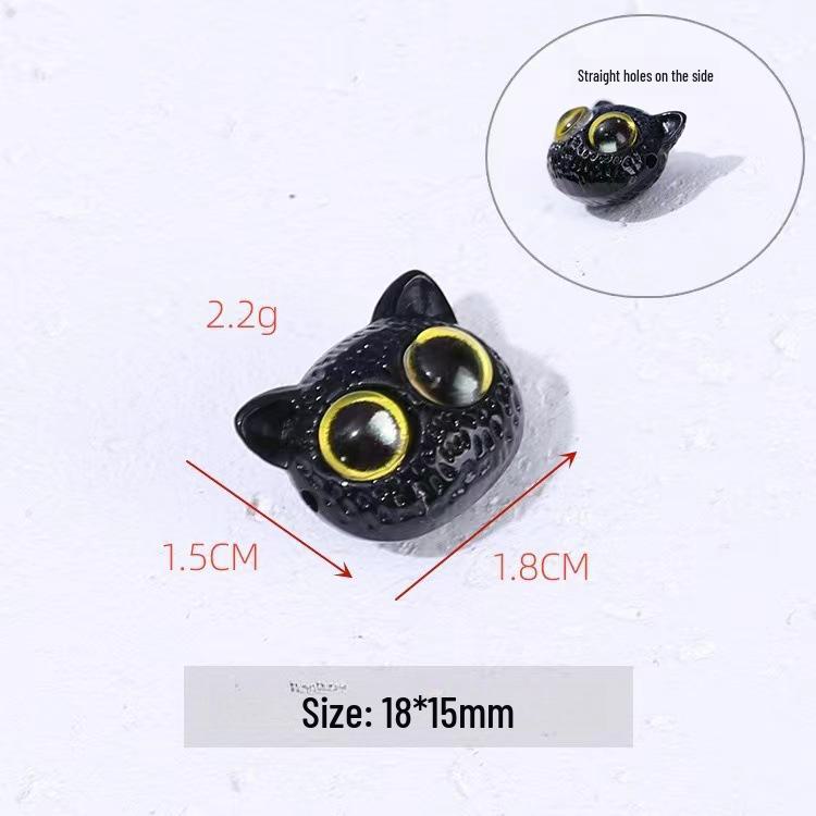 

Набор для самостоятельного изготовления аксессуара для волос и подвески для телефона в виде головы черной кошки из акрила.